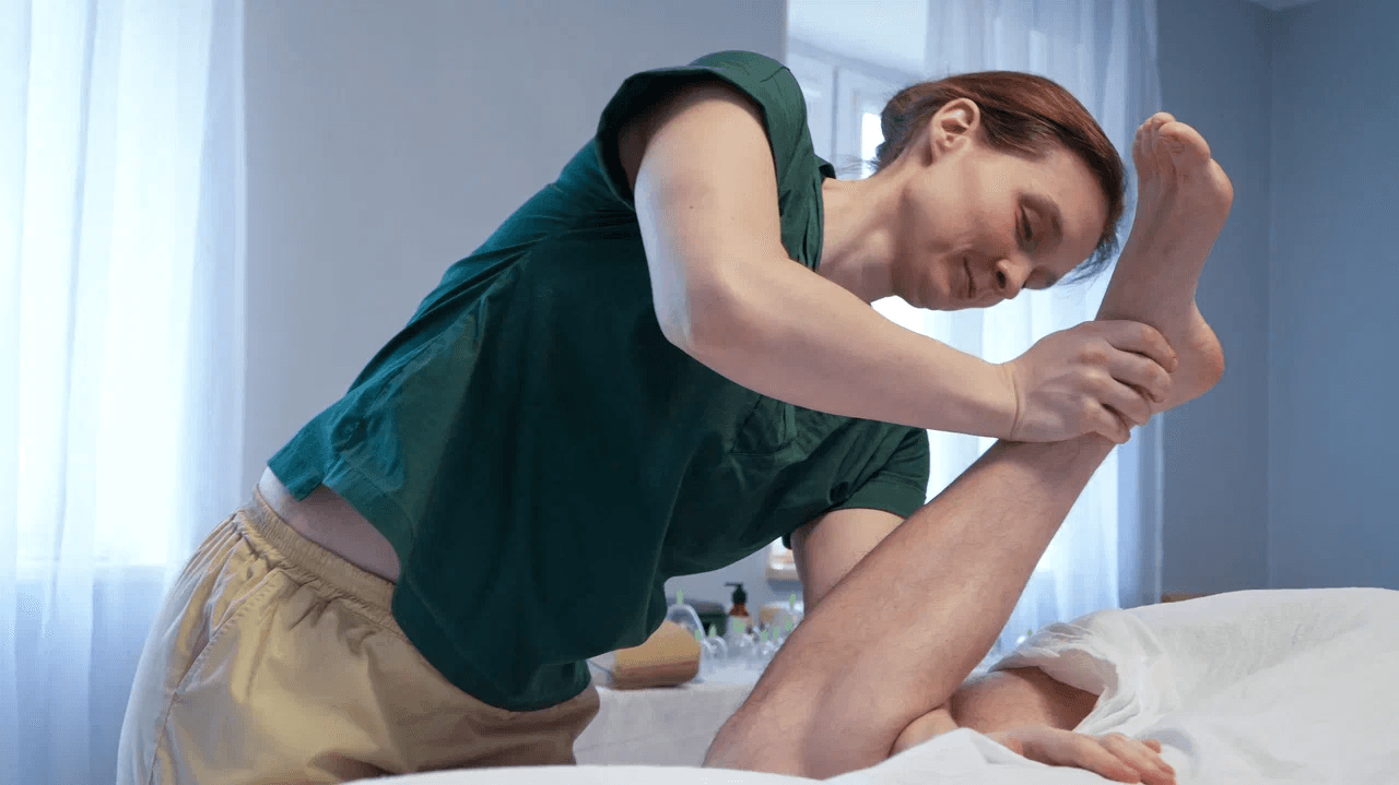a woman getting a back massage at a spa